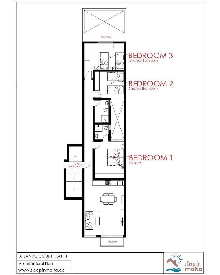 F11 Room 2, Private Room Two Single Beds Shared Bathroom In Shared Flat Msida Zewnętrze zdjęcie